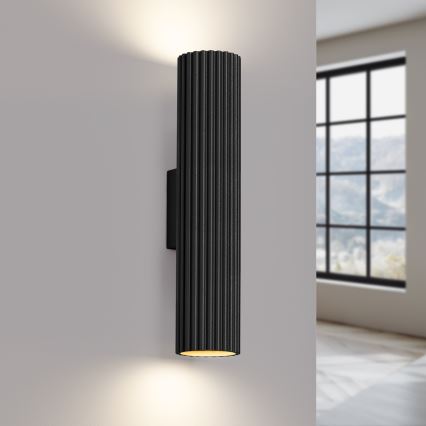 Sienas lampa KARBON 2xGU10/10W/230V melna