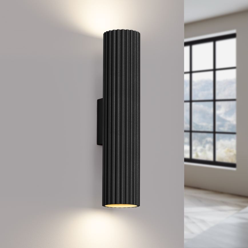 Sienas lampa KARBON 2xGU10/10W/230V melna