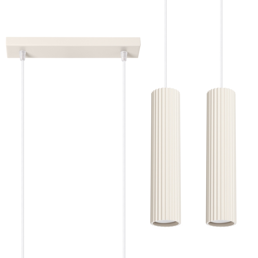 Lustra ar auklu KARBON 2xGU10/10W/230V krēmkrāsa