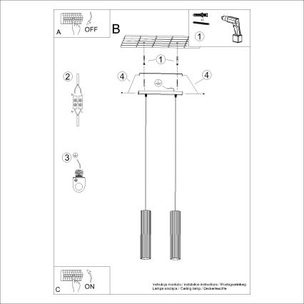 Lustra ar auklu KARBON 2xGU10/10W/230V krēmkrāsa