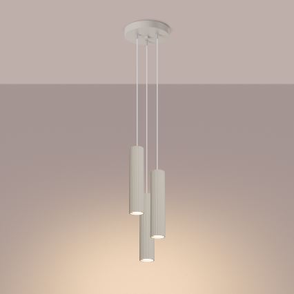 Lustra ar auklu KARBON 3xGU10/10W/230V krēmkrāsa