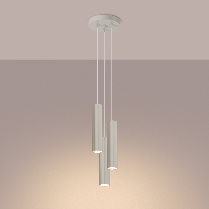 Lustra ar auklu KARBON 3xGU10/10W/230V krēmkrāsa