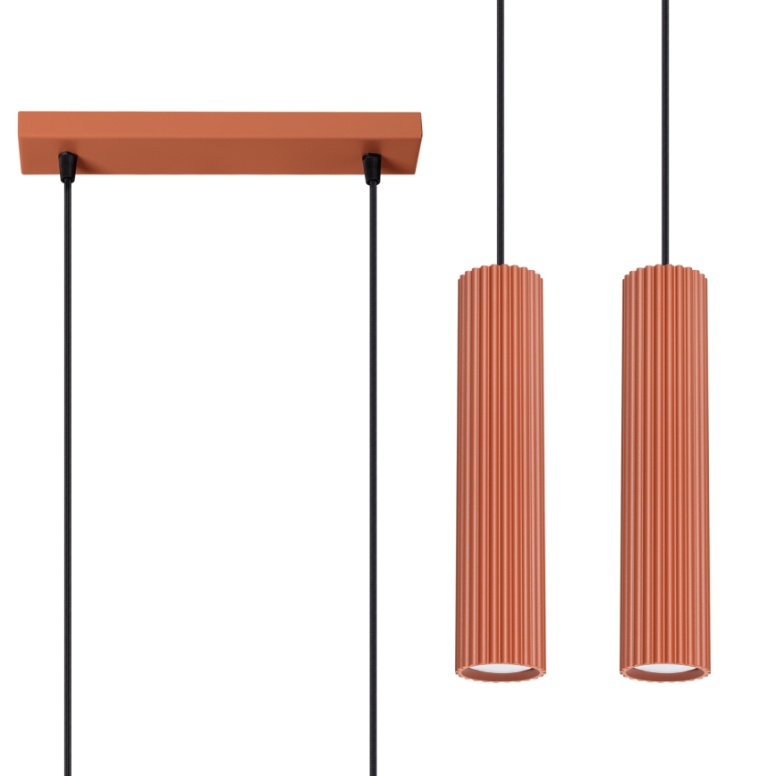 Lustra ar auklu KARBON 2xGU10/10W/230V sarkana