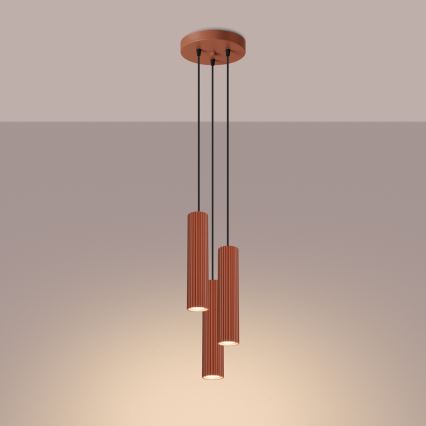 Lustra ar auklu KARBON 3xGU10/10W/230V sarkana