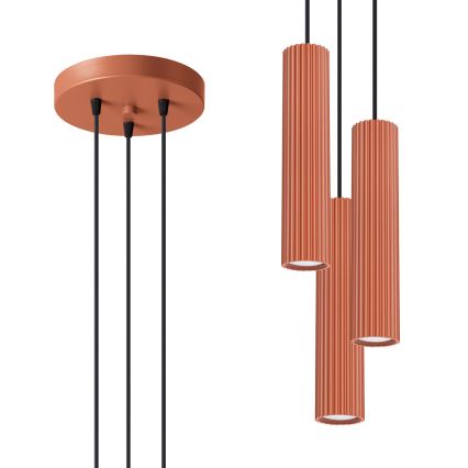 Lustra ar auklu KARBON 3xGU10/10W/230V sarkana