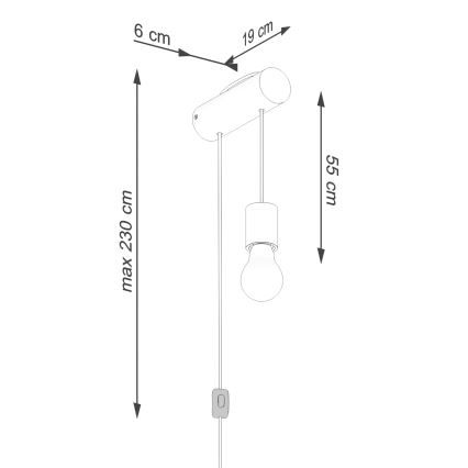Sienas lampa NIMBI 1xE27/15W/230V dižskābardis