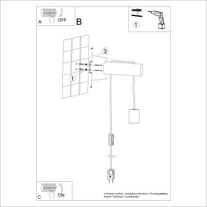 Sienas lampa NIMBI 1xE27/15W/230V dižskābardis