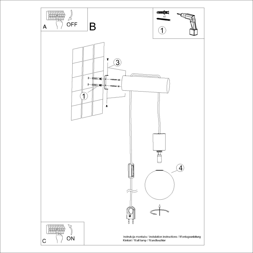 Sienas lampa NIBMI 1xG9/8W/230V dižskābardis