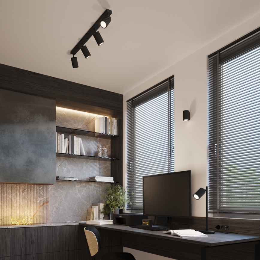 Sienas lampa KARBON 1xGU10/10W/230V melna