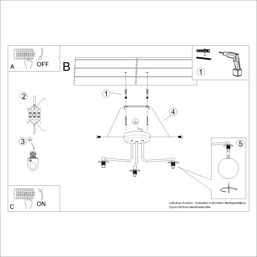 Lustra ar stieni ASTRAL 3xG9/8W/230V balta