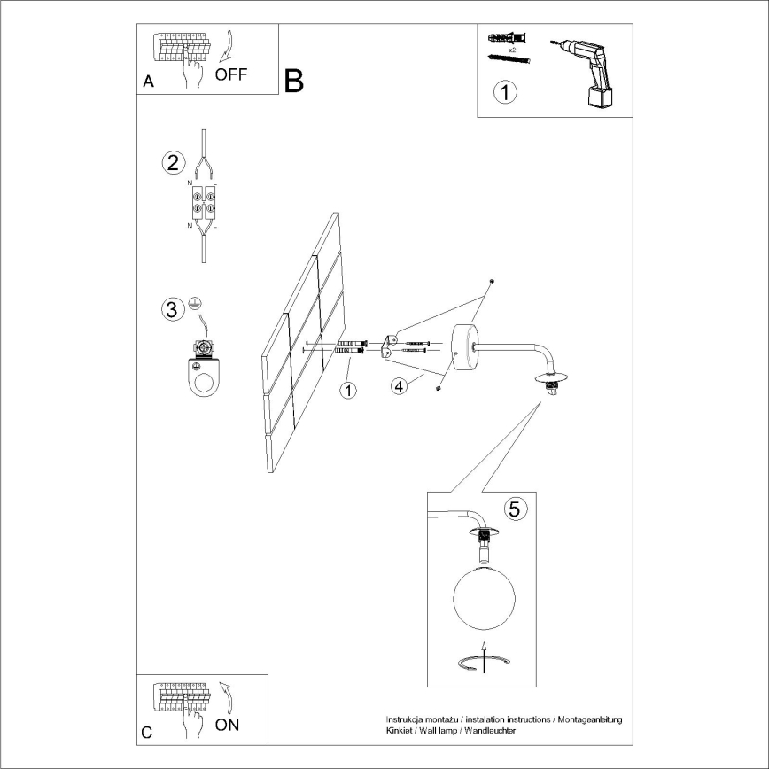 Sienas lampa ASTRAL 1xG9/8W/230V melna