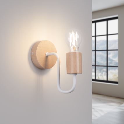 Sienas lampa TIMBO 1xE27/15W/230V balta/bēša/dižskābardis
