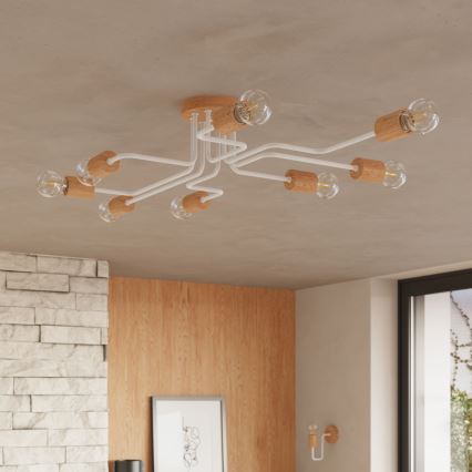 Sienas lampa TIMBO 1xE27/15W/230V balta/bēša/dižskābardis