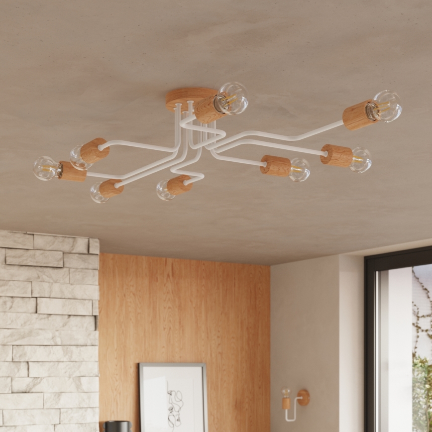 Sienas lampa TIMBO 1xE27/15W/230V balta/bēša/dižskābardis