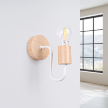 Sienas lampa TIMBO 1xE27/15W/230V balta/bēša/dižskābardis