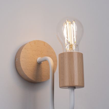 Sienas lampa TIMBO 1xE27/15W/230V balta/bēša/dižskābardis