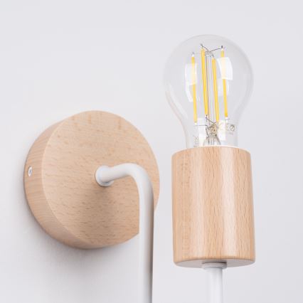 Sienas lampa TIMBO 1xE27/15W/230V balta/bēša/dižskābardis