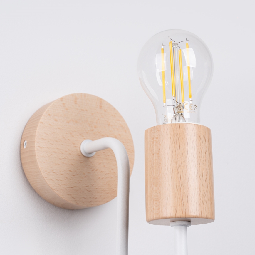 Sienas lampa TIMBO 1xE27/15W/230V balta/bēša/dižskābardis