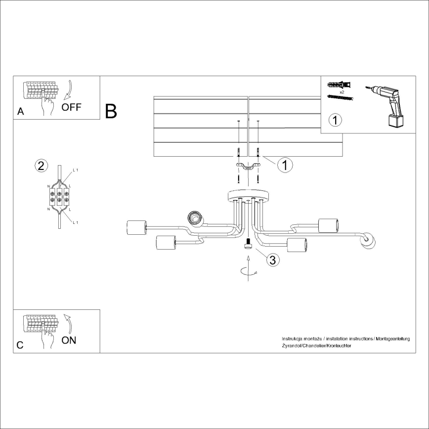 Virsapmetuma lustra TIMBO 6xE27/15W/230V balta/bēša/dižskābardis