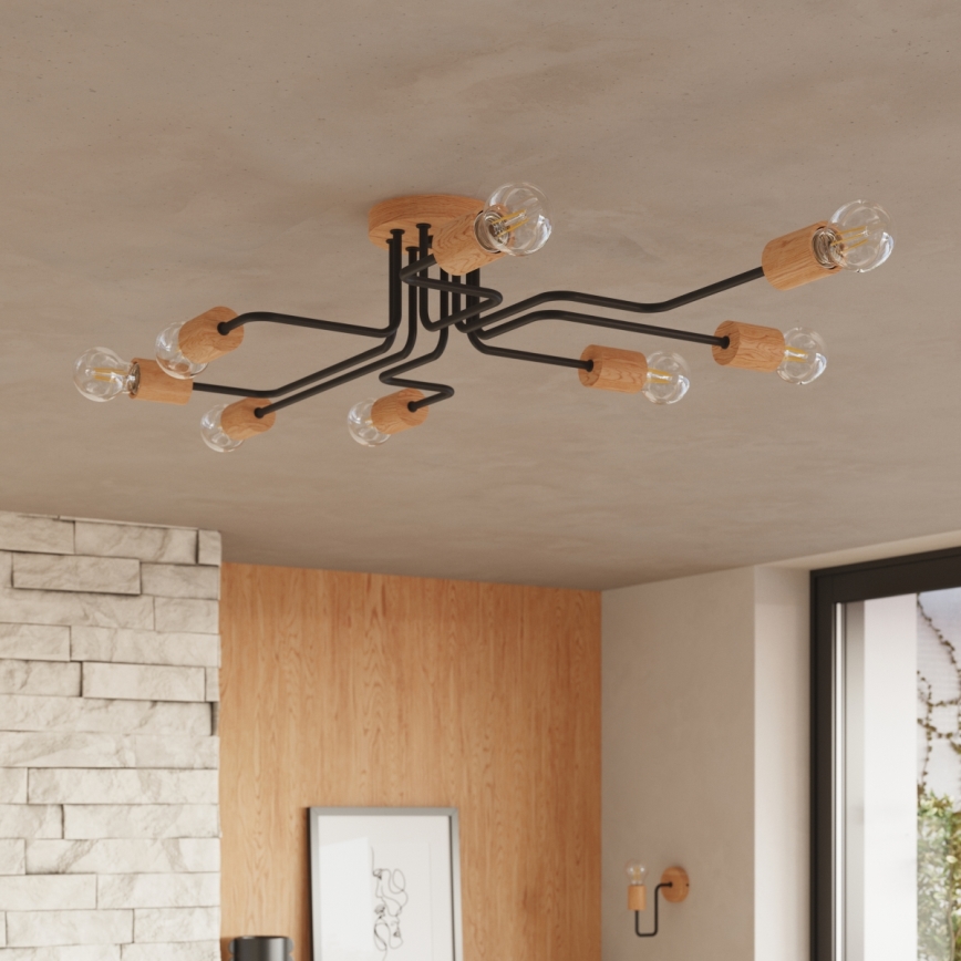 Sienas lampa TIMBO 1xE27/15W/230V melna/bēša/dižskābardis
