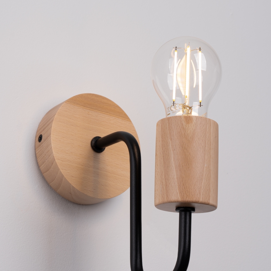 Sienas lampa TIMBO 1xE27/15W/230V melna/bēša/dižskābardis