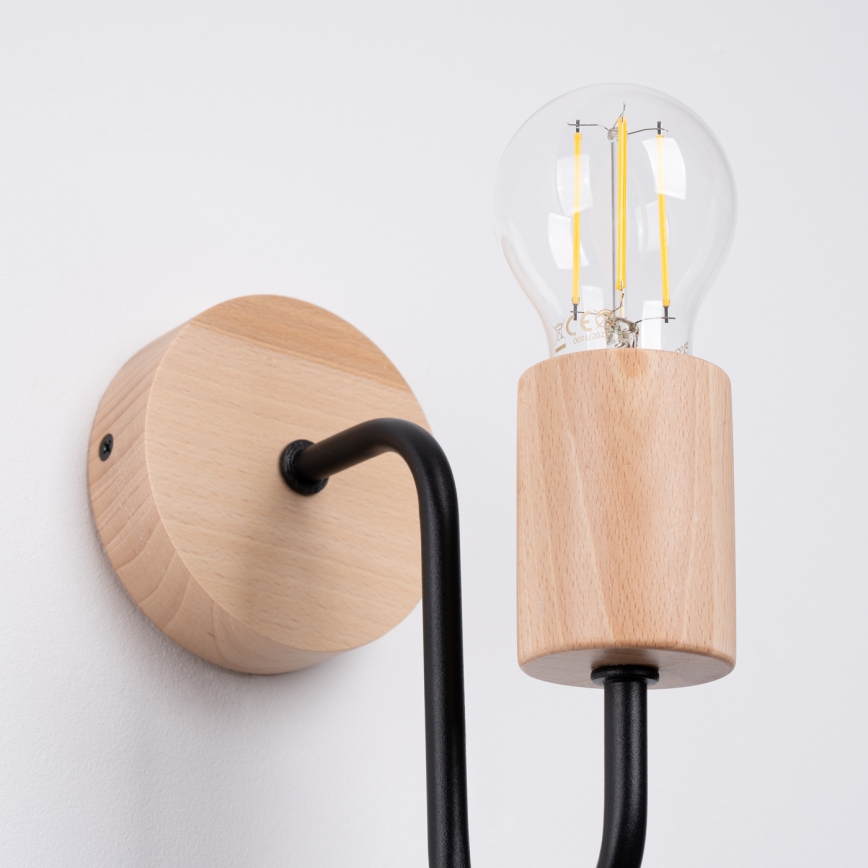 Sienas lampa TIMBO 1xE27/15W/230V melna/bēša/dižskābardis