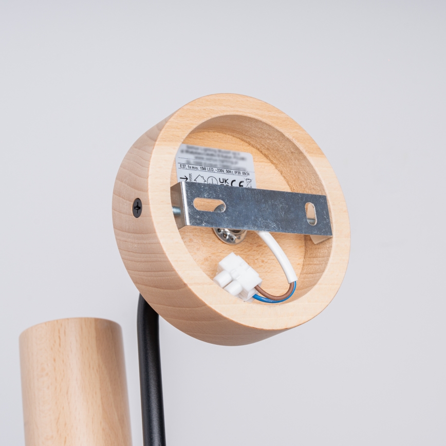 Sienas lampa TIMBO 1xE27/15W/230V melna/bēša/dižskābardis