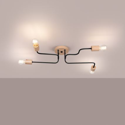 Virsapmetuma lustra TIMBO 4xE27/15W/230V melna/bēša/dižskābardis