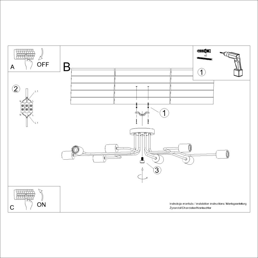 Virsapmetuma lustra TIMBO 8xE27/15W/230V melna/bēša/dižskābardis