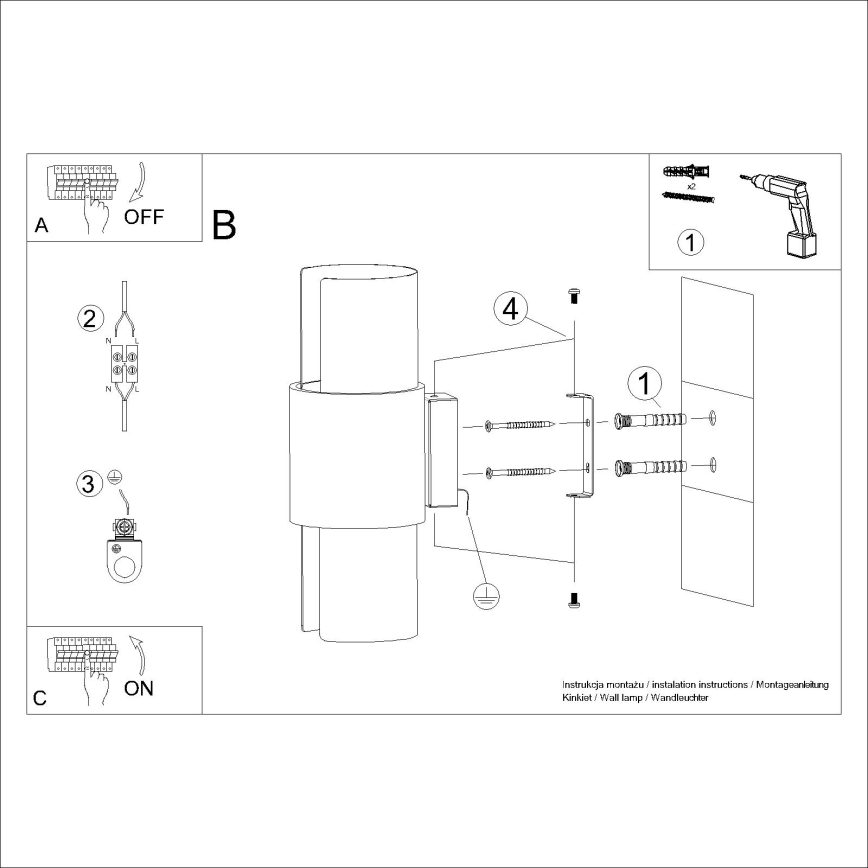 Sienas lampa FLASH 2xE27/15W/230V balta
