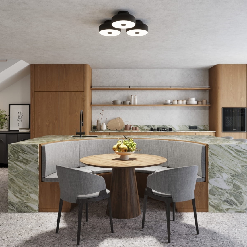 Griestu gaismeklis OMIQ 4xE27/15W/230V Ø 30 cm melns