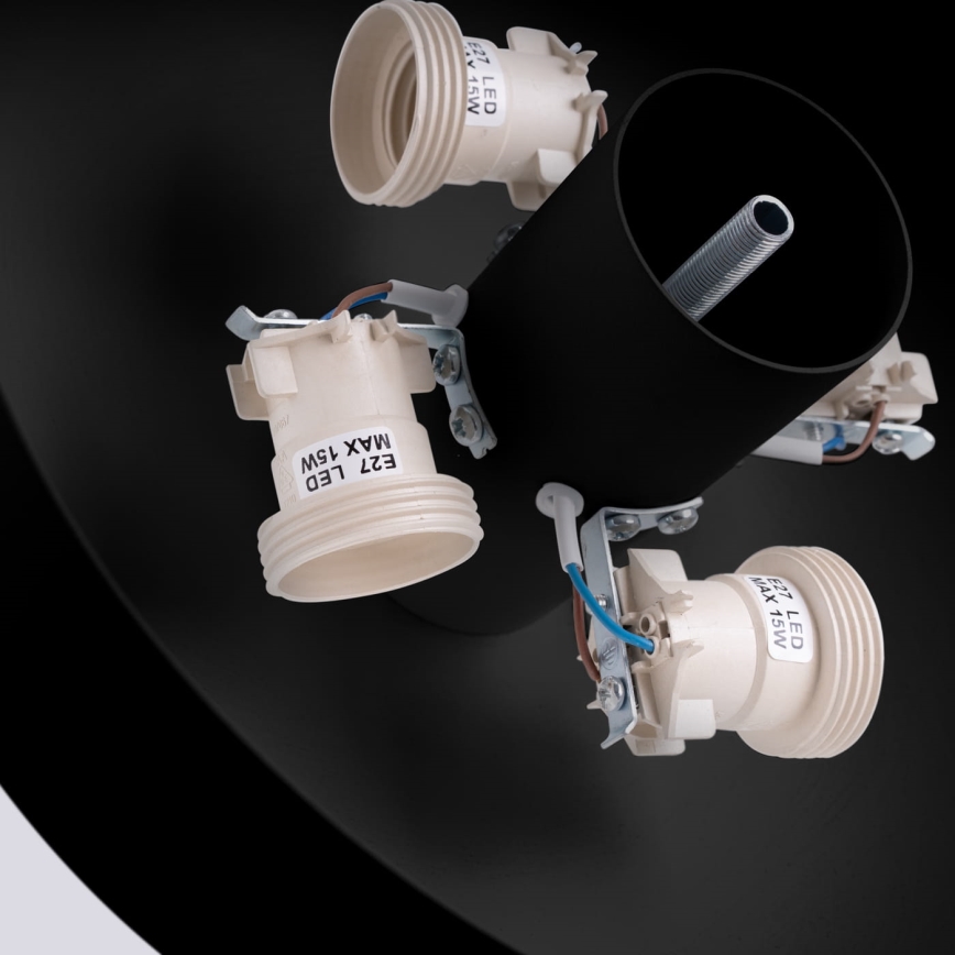 Griestu gaismeklis OMIQ 4xE27/15W/230V Ø 30 cm melns