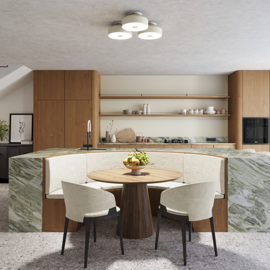 Krēmkrāsas griestu gaismeklis OMIQ, 4×E27, 15 W, 230 V, Ø 30 cm