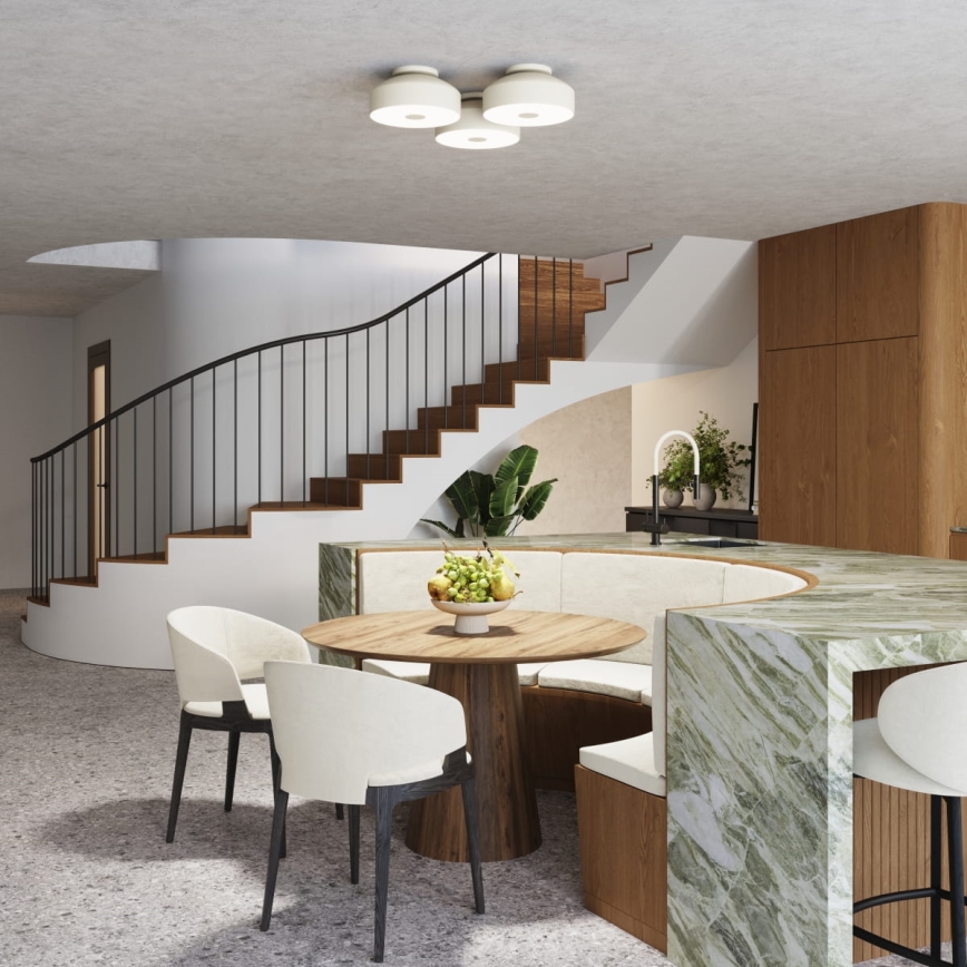 Krēmkrāsas griestu gaismeklis OMIQ, 4×E27, 15 W, 230 V, Ø 30 cm