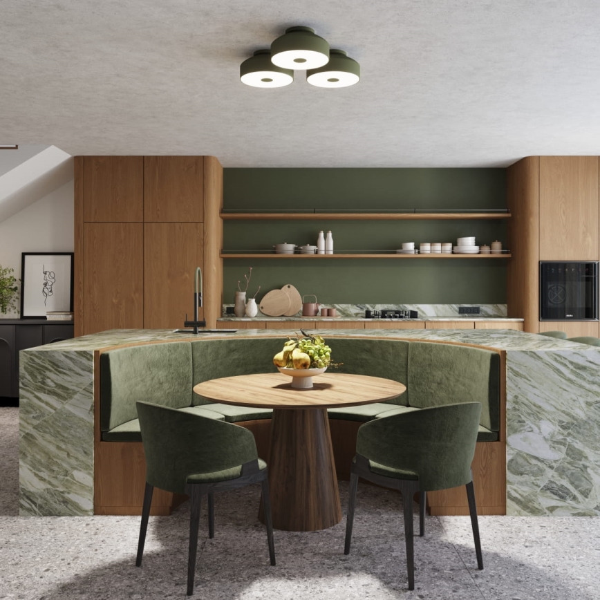 Griestu gaismeklis OMIQ 4xE27/15W/230V Ø 30 cm zaļš