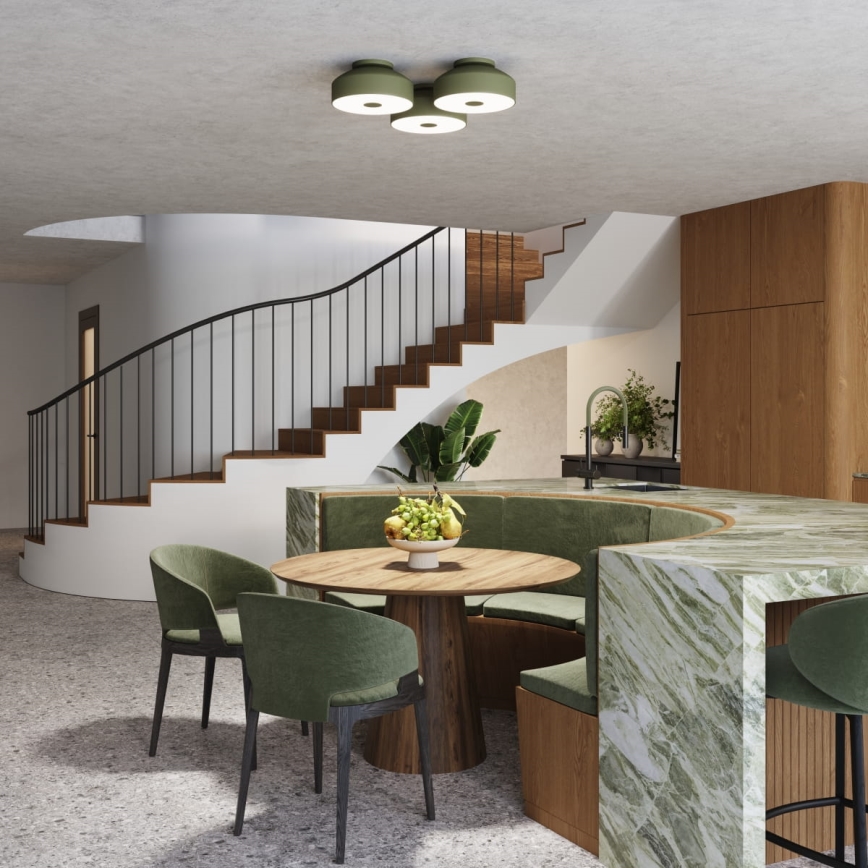 Griestu gaismeklis OMIQ 4xE27/15W/230V Ø 30 cm zaļš