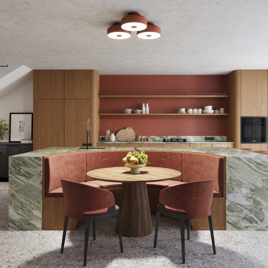 OMIQ griestu lampa 4xE27/15W/230V Ø 30 cm sarkana