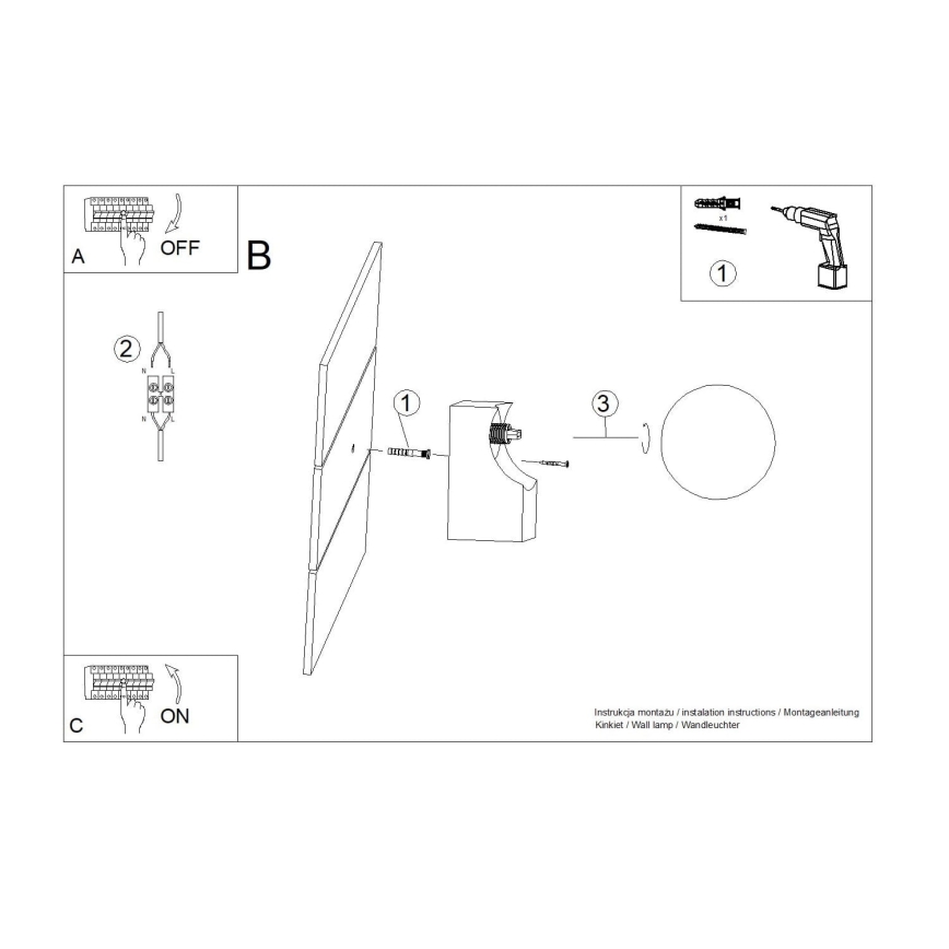 Sienas lampa BULBO 1xG9/8W/230V dižskābardis/balta