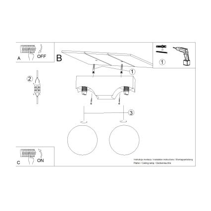 Griestu lampa BULBO 2xG9/8W/230V dižskābardis/balta