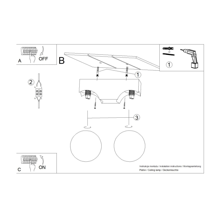 Griestu lampa BULBO 2xG9/8W/230V dižskābardis/balta