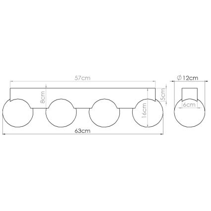 Griestu lampa BULBO 4xG9/8W/230V dižskābardis/balta