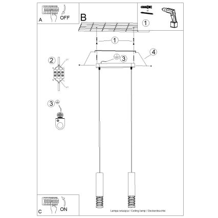 Lustra ar auklu LAMI 2xGU10/10W/230V balta