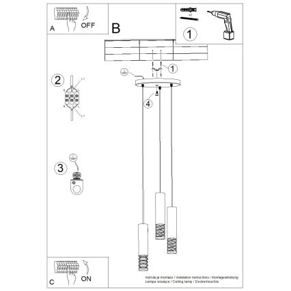 Lustra ar auklu LAMI 3xGU10/10W/230V balta