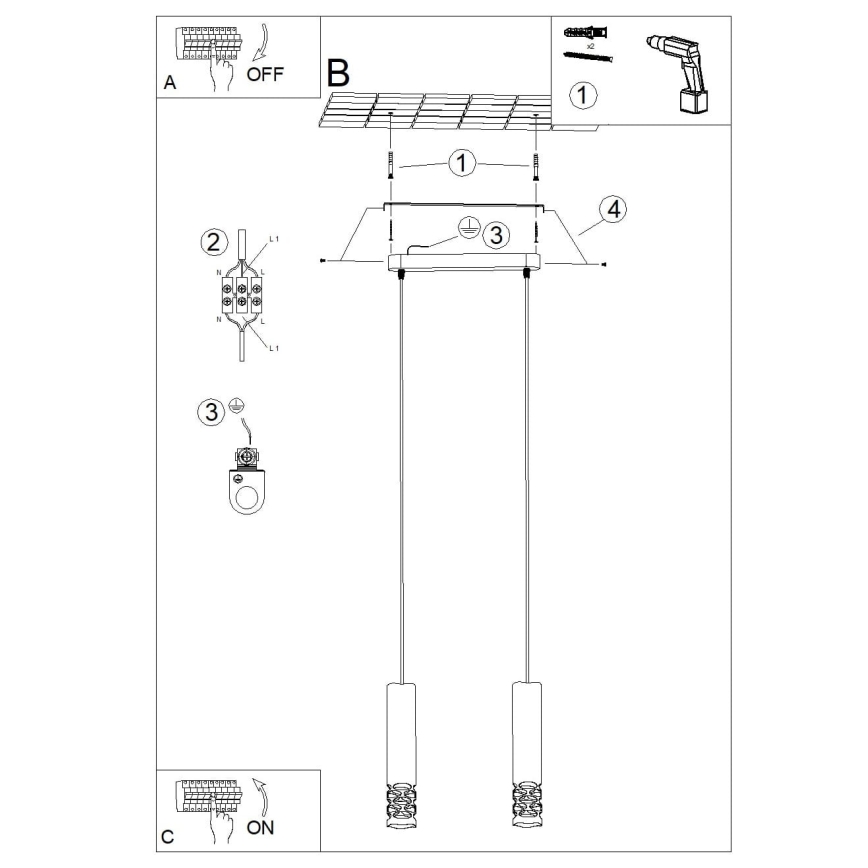 Lustra ar auklu LIRO 2xGU10/10W/230V balta
