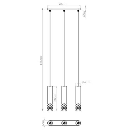 Lustra ar auklu LIRO 3xGU10/10W/230V balta