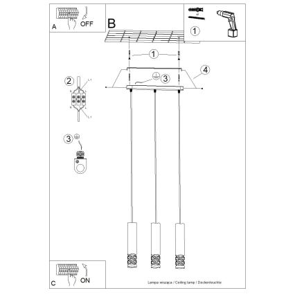 Lustra ar auklu LIRO 3xGU10/10W/230V balta
