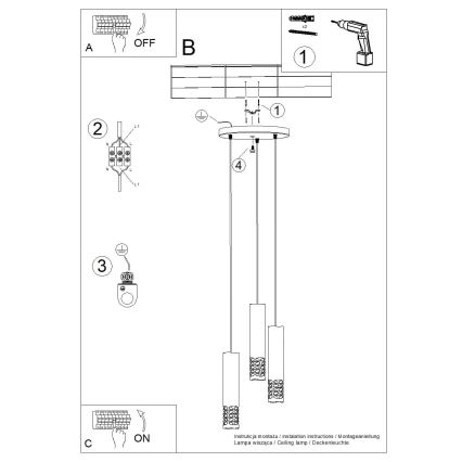 Lustra ar auklu LIRO 3xGU10/10W/230V balta