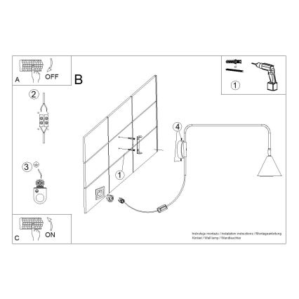 Sienas lampa NOX 1xE14/10W/230V melna