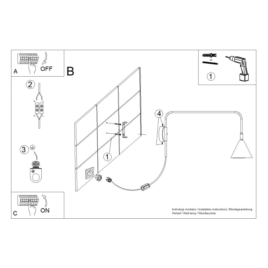 Sienas lampa NOX 1xE14/10W/230V zelta