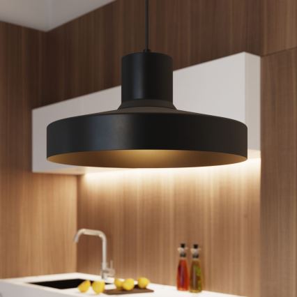 Lustra ar auklu BILO 1xE27/15W/230V d. 35 cm melna